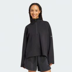 Bluza Soft Lux Quarter-Zip. Białe bluzy bez kaptura damskie Adidas, m. Za 299.00 zł.