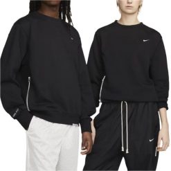 Bluza z okrągłym dekoltem Nike Dri-Fit. Czarne bluzy sportowe damskie Nike, xxl, bez wzorów, z bawełny, bez ramiączek, bez kaptura. Za 327.90 zł.