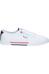 Trampki męskie sportowe Pepe Jeans BRADY MEN BASIC. Białe trampki i tenisówki męskie Pepe Jeans, bez wzorów, z gumy, bez zapięcia. Za 214.00 zł.