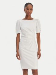 DKNY Sukienka koktajlowa DD6A1666 Écru Slim Fit. Sukienki damskie DKNY, bez wzorów, z syntetyku, wizytowe, bez kołnierzyka, bez ramiączek. Za 539.99 zł.