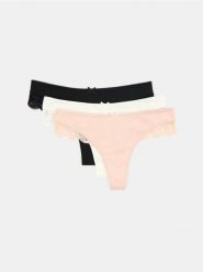 Majtki stringi z koronką 3 pack - wielobarwny. Stringi damskie Sinsay, l, bez wzorów, z koronki. Za 25.99 zł.