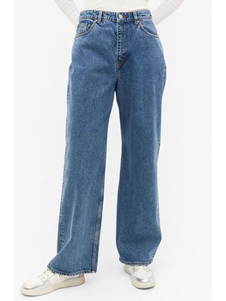 Monki Dżinsy - Comfort fit - w kolorze niebieskim rozmiar: W24. Niebieskie jeansy damskie Monki, z podwyższonym stanem. Za 60.99 zł.