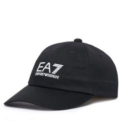 Czapka z daszkiem EA7 Emporio Armani. Czarne czapki męskie EA7 Emporio Armani, bez wzorów. Za 199.99 zł.