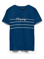 Vero Moda Koszulka w kolorze granatowym rozmiar: M. Niebieskie bluzki damskie Vero Moda, m, bez wzorów, z bawełny, bez kołnierzyka. Za 57.95 zł.