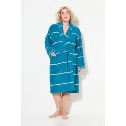 Damskie Szlafrok paski szalowy kołnierz długi rękaw frotte. Niebieskie szlafroki damskie Ulla Popken, l, bez wzorów, z bawełny, plus size. Za 349.99 zł.
