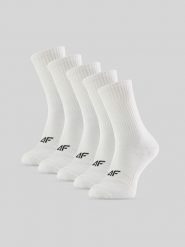 4F Skarpetki długie (5-pack) damskie - białe 35-38. Białe skarpetki damskie 4f, bez wzorów, z bawełny. Za 69.99 zł.