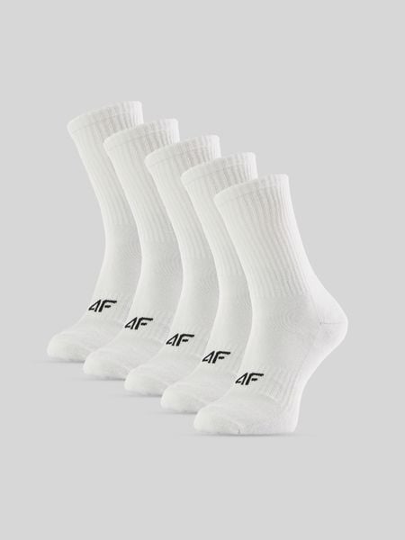 4F Skarpetki długie (5-pack) damskie - białe 35-38. Białe skarpetki damskie 4f, bez wzorów, z bawełny. Za 69.99 zł.