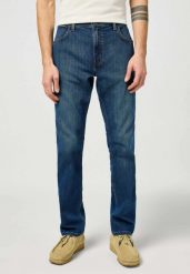 MESKIE SPODNIE WRANGLER GREENSBORO FOG 112364949. Spodnie materiałowe męskie Wrangler, bez wzorów, z jeansu. Za 219.99 zł.
