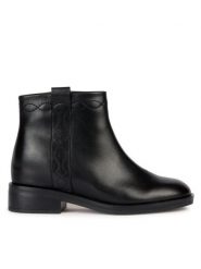 Geox Botki D Larysse D36TXB 00043 C9999 Czarny. Czarne botki damskie Geox, ze skóry, bez obcasa, na płaskiej podeszwie, bez zapięcia. Za 509.99 zł.