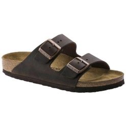 Sandały Damskie Arizona Habana Z Nubuku. Brązowe sandały damskie Birkenstock, bez wzorów, z materiału, bez obcasa, na słupku. Za 540.55 zł.