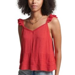 Koszulka turystyczna damska SuperDry Vintage Broderie. Czerwone bluzki sportowe damskie Superdry., m, bez wzorów, z wiskozy, bez ramiączek. Za 123.00 zł.
