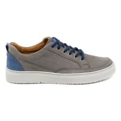 Olivier Buty Męskie skórzane Sneakers 950MA szare. Szare buty sportowe na co dzień męskie na jesień, z jeansu, bez zapięcia. Za 351.82 zł.