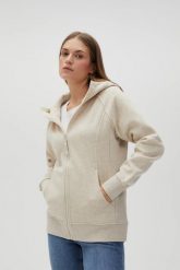 Rozpinana bluza z kapturem beżowa. Brązowe bluzy z kapturem damskie MOODO, xs, z bawełny. W wyprzedaży za 99.99 zł.
