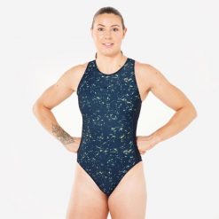 Strój jednoczęściowy do waterpolo damski Watko 500 All Sand. Niebieskie stroje jednoczęściowe damskie NABAIJI, bez wzorów. Za 109.99 zł.