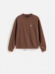 Bluza z haftem - brązowy. Brązowe bluzy bez kaptura damskie Reserved, l, z bawełny. Za 119.99 zł.