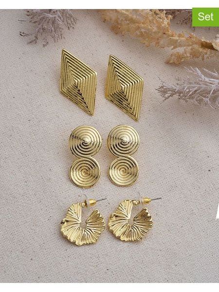 Luseera Kolczyki-wkrętki (3 pary) rozmiar: onesize. Żółte kolczyki damskie Luseera, metalowe. Za 43.99 zł.