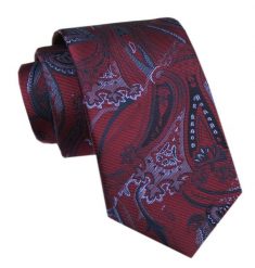 Elegancki Krawat Męski - Alties - Głęboka Czerwień z Orientalnym Wzorem. Czerwone krawaty i muchy męskie Alties, bez wzorów, z tkaniny, eleganckie. Za 49.00 zł.