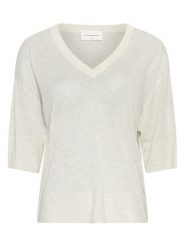 MOSS COPENHAGEN Bluzka w kolorze kremowym rozmiar: L/XL. Brązowe bluzki damskie MOSS COPENHAGEN, l, bez wzorów, bez kołnierzyka, bez ramiączek. Za 114.17 zł.