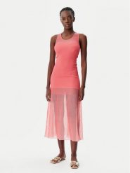 PINKO Sukienka dzianinowa 104802 A2GJ Koralowy Regular Fit. Pomarańczowe sukienki damskie Pinko, s, bez wzorów, z dzianiny, bez kołnierzyka, bez ramiączek. Za 909.99 zł.
