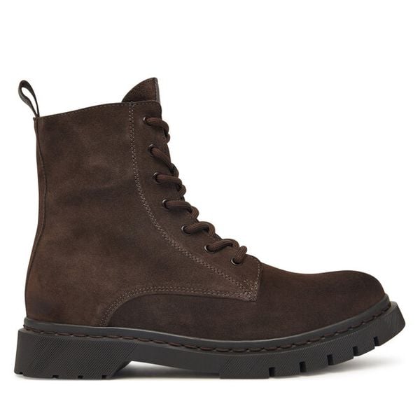 Trzewiki Tamaris. Brązowe botki damskie Tamaris, bez obcasa, na płaskiej podeszwie, bez zapięcia. Za 269.99 zł.