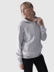 4F Bluza dresowa rozpinana z kapturem damska - szara XS. Szare bluzy z kapturem damskie 4f, xs, z bawełny. W wyprzedaży za 119.99 zł.