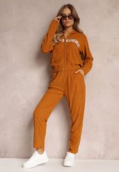 Brązowy 2-częściowy Prążkowany Komplet Dresowy z Bluzą i Spodniami Eirso. Brązowe bluzy bez kaptura damskie Renee, l, z dresówki. Za 79.99 zł.