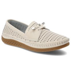 Półbuty damskie Vinceza, cholewka ze skóry naturalnej licowej z perforacją wsuwany fason z ozdobnym wiązaniem, beżowe, 93217. Brązowe półbuty damskie VINCEZA, w ażurowe wzory, ze skóry, eleganckie, bez obcasa. Za 159.00 zł.