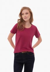 Elastyczna koszulka basic T-ANA. Czerwone t-shirty damskie Volcano, l, bez wzorów, z bawełny, bez ramiączek. Za 59.99 zł.
