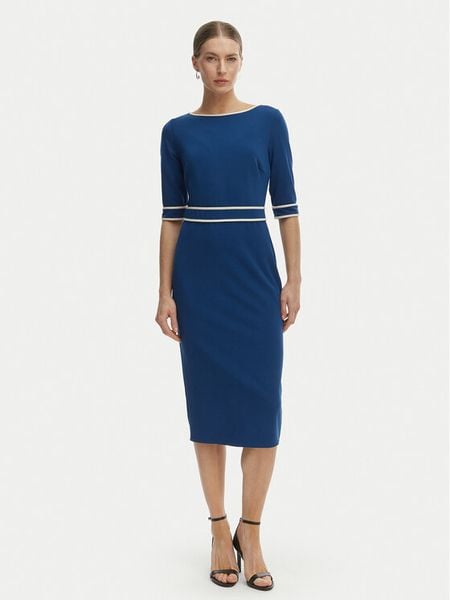 Rinascimento Sukienka koktajlowa CFC0127991003 Niebieski Slim Fit. Niebieskie sukienki damskie RINASCIMENTO, xl, bez wzorów, z syntetyku, wizytowe, bez kołnierzyka, bez ramiączek. Za 381.99 zł.