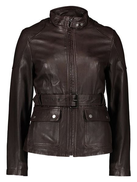 7eleven Skórzana kurtka "Kati" w kolorze ciemnobrązowym rozmiar: 42. Brązowe kurtki damskie 7eleven, bez wzorów, ze skóry, bez kaptura. Za 457.95 zł.