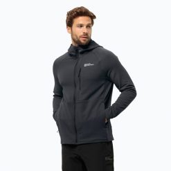Bluza polarowa męska Jack Wolfskin Kolbenberg Hooded Fz. Czarne bluzy bez kaptura męskie Jack Wolfskin, m, z polaru. W wyprzedaży za 439.99 zł.