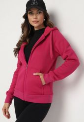 Różowa Klasyczna Rozpinana Bluza z Bawełną i Kapturem Arfenia. Czerwone bluzy z kapturem damskie Born2be, s, z bawełny. Za 74.99 zł.