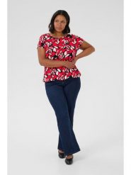 KAFFE curve Bluzka w kolorze czerwono-czarnym rozmiar: 46. Czerwone bluzki damskie KAFFE curve, bez wzorów, z wiskozy, bez kołnierzyka, bez ramiączek. Za 86.99 zł.