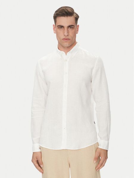 BOSS Koszula H-Roan-Bd-E-C1 50520283 Biały Slim Fit. Białe koszule męskie Boss, m, bez wzorów, ze lnu, bez kołnierzyka, bez ramiączek. Za 279.99 zł.