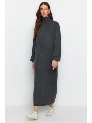 Trendyol Sukienka w kolorze antracytowym rozmiar: M. Czarne sukienki damskie Trendyol, m, bez wzorów, ze splotem, bez kołnierzyka, bez ramiączek, maxi. Za 86.99 zł.