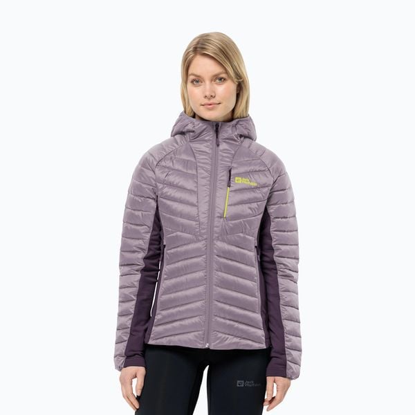 Kurtka ocieplana damska Jack Wolfskin Routeburn Pro Ins. Fioletowe kurtki damskie Jack Wolfskin, bez wzorów, z puchu, bez kaptura. Za 589.99 zł.