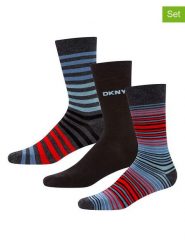 DKNY Skarpety (3 pary) w kolorze czerwono-szaro-czarnym rozmiar: 40-45. Czarne skarpetki męskie DKNY, bez wzorów. Za 27.95 zł.