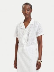 Guess Koszula W6GH48 W1881 Biały Classic Fit. Białe koszule damskie Guess, xl, z aplikacjami, z bawełny, bez kołnierzyka, bez ramiączek. Za 332.99 zł.
