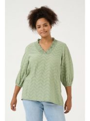 KAFFE curve Bluzka w kolorze zielonym rozmiar: 48. Zielone bluzki damskie KAFFE curve, bez wzorów, z bawełny, bez kołnierzyka, bez ramiączek. Za 78.99 zł.