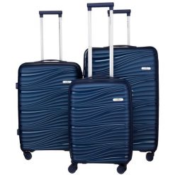 Zestaw walizek Peterson PTN WA06-SET3 granatowy. Niebieskie walizki Peterson, bez wzorów. Za 697.99 zł.