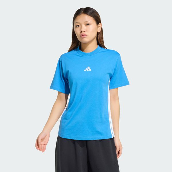 Koszulka Essentials 3-Stripes Cotton. Białe bluzki sportowe damskie Adidas, m, bez wzorów, z bawełny, bez ramiączek. Za 105.99 zł.