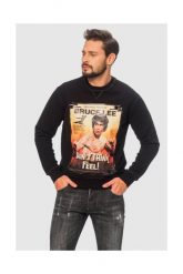 DSQUARED2 Czarna bluza męska z brucem lee. Czarne bluzy bez kaptura męskie Dsquared2, m, z bawełny. W wyprzedaży za 699.99 zł.