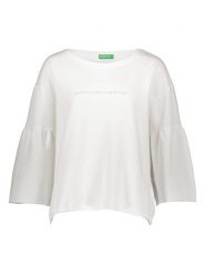 Benetton Bluza w kolorze białym rozmiar: S. Białe bluzy bez kaptura damskie Benetton, s, z bawełny. Za 57.06 zł.