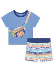Marc Jacobs Komplet t-shirt i spodenki W98162 Niebieski Regular Fit. Niebieskie spodnie niemowlęce MARC JACOBS, bez wzorów, z bawełny. Za 319.99 zł.