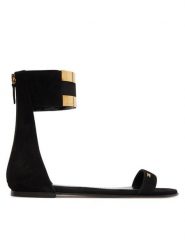 Elisabetta Franchi Sandały SA-88L-62E2-V540 Czarny. Czarne sandały damskie Elisabetta Franchi, bez wzorów, ze skóry, bez obcasa, na płaskiej podeszwie. Za 2,299.00 zł.