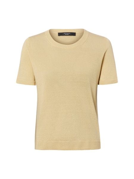 Weekend Max Mara koszula z dzianiny lnianej Kobiety len żółty, L. Żółte koszule damskie Weekend Max Mara, na lato, l, bez wzorów, z dzianiny, bez kołnierzyka, bez ramiączek. Za 599.95 zł.