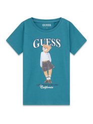 Guess T-Shirt J6YI08 K3710 Zielony Regular Fit. Zielone koszulki dziewczęce Guess, z aplikacjami, z bawełny, bez ramiączek. Za 114.99 zł.