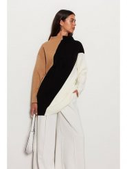 Trendyol Sweter w kolorze karmelowo-czarno-białym rozmiar: XL. Brązowe golfy damskie Trendyol, xl, bez wzorów, bez ramiączek. Za 95.46 zł.