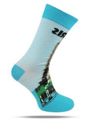 Skarpetki Bawełniane - Tematyczne - Paryż, Wieża Eiffla. Niebieskie skarpetki męskie His Story, bez wzorów, z bawełny. Za 29.99 zł.