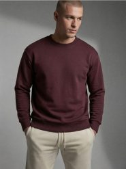 Bluza crewneck basic - bordowy. Czerwone bluzy bez kaptura męskie Sinsay, l. Za 29.99 zł.